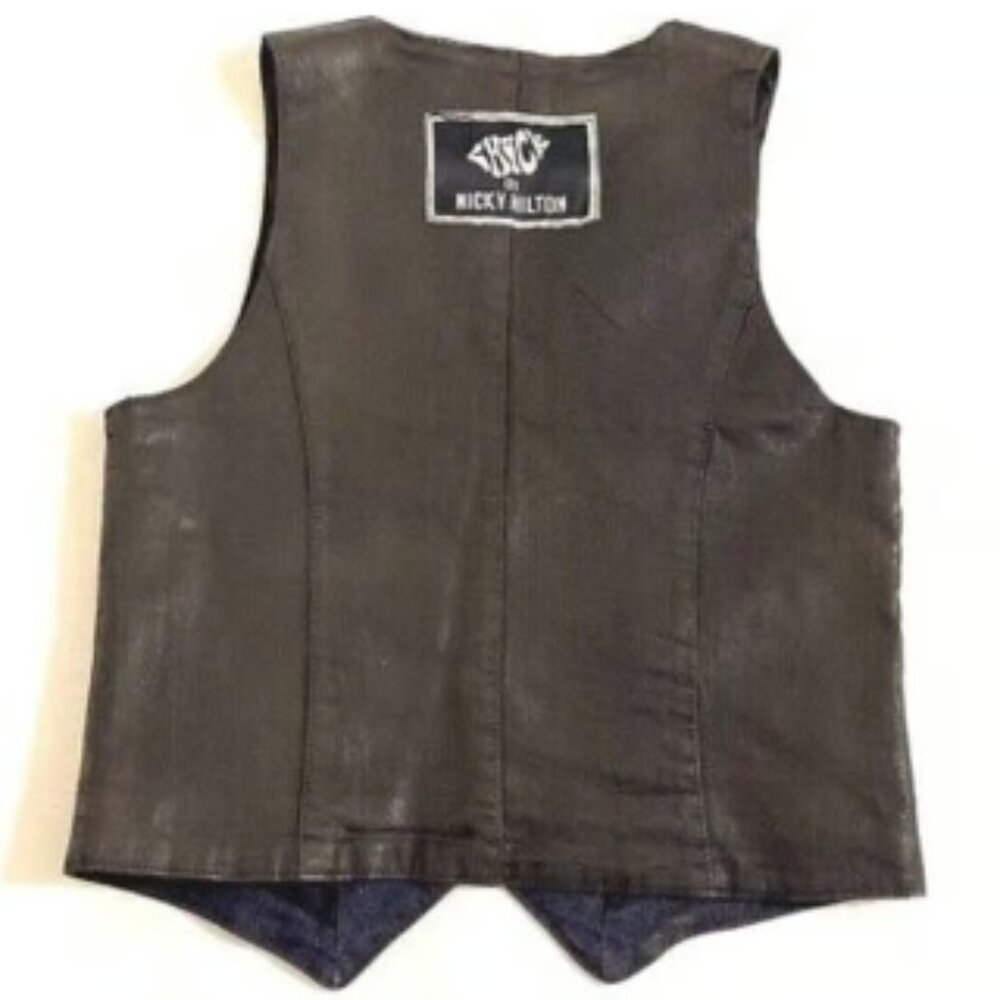 NWOT CHICK By NICKY HILTON Coated Blue Jean Vest Women's Size M